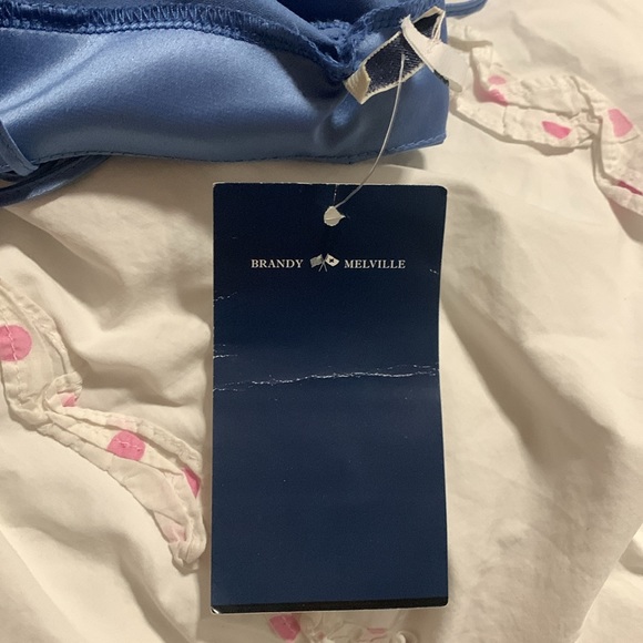 NWT Brandy Melville EU Europe Exclusive Blue Kim Cowl Neck Satin Dress - Picture 6 of 6